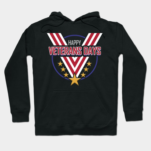 Big V Shaped Medal Ribbon Happy Veterans Day Hoodie by SinBle